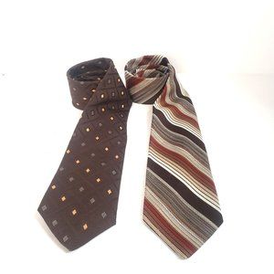 Par Excellence Brown Striped Set of 2 Neckties Vintage EUC